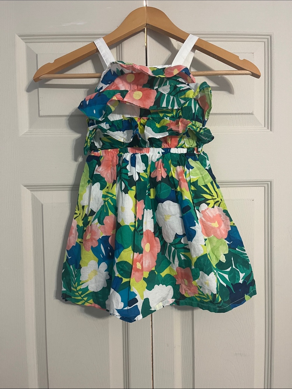 Gymboree Tropical Floral Ruffle Dress - Pink, Blue & Green